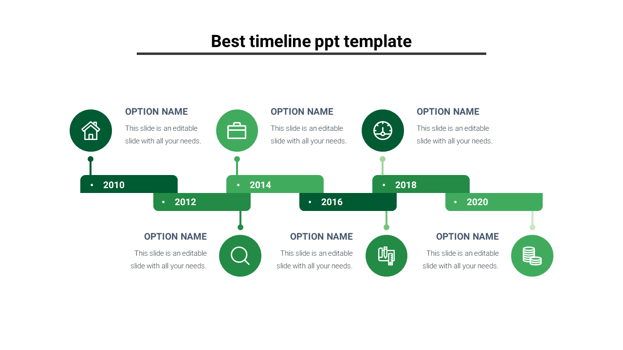 Best timeline ppt template-green